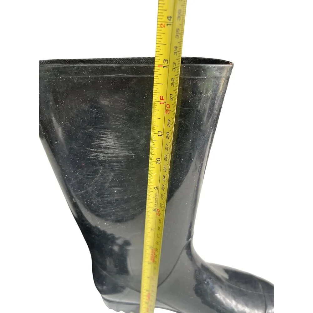 Rubber Rain Boots W7 M5.5 Black Waterproof Work boots‎ With Non Slip Tread
